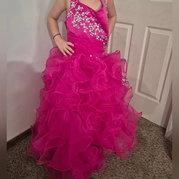 Elegant Pink Ball Gown with Silver Accents